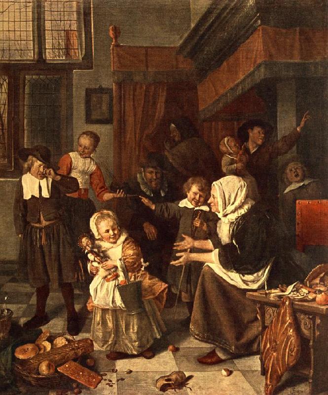 Jan Steen The Feast of St. Nicholas Norge oil painting art